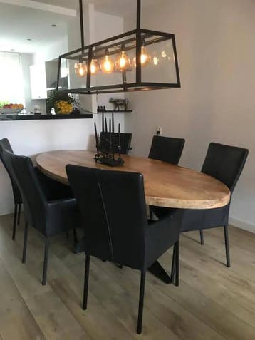 Zwarte leren eetkamerstoelen met armleuning, Ophalen of Verzenden, Nieuw, Leer