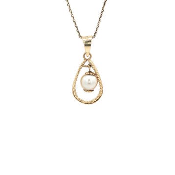 Gouden hanger met parel 14 karaat, Verzenden, Zo goed als nieuw, Goud
