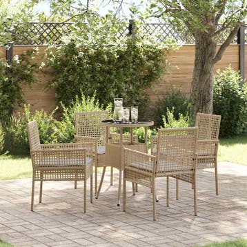 vidaXL Tuin eettafelset 5 st Beige poly rattan, Verzenden, Nieuw, Rotan, 5 zitplaatsen
