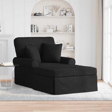vidaXL Chaise Lounge met Rok 3 st Zwart Stof 91 x 157 x 91, Verzenden, Nieuw