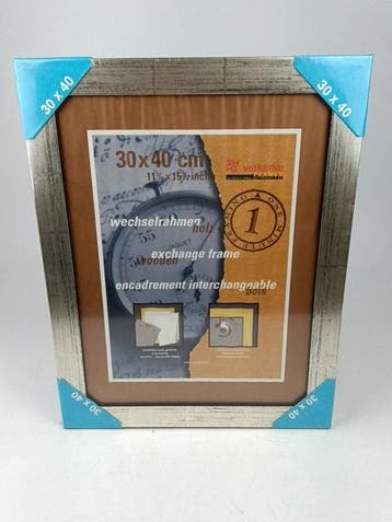 fotolijst 30x40 houten lijst zilver met zwart, Ophalen of Verzenden, Nieuw