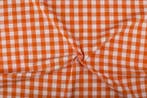 Boerenbont stof oranje wit geruit - 18mm geruit, 120 cm of meer, Oranje, Ophalen of Verzenden, Katoen