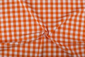 Boerenbont stof oranje wit geruit - 18mm geruit, 120 cm of meer, Oranje, Ophalen of Verzenden, Katoen