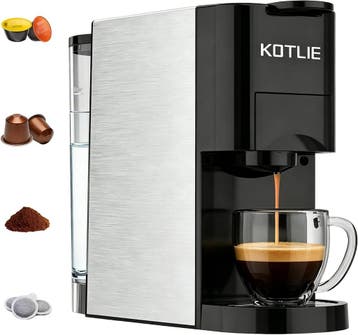 Espressomachine 4-in-1 | Tweedekansje | OP=OP, Stoompijpje, Koffiepads en cups, Espresso apparaat, Nieuw