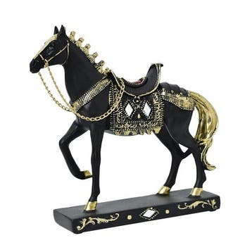 sculptuur, Black & Gold Decorative Horse Sculpture – Elegant
