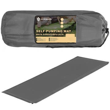 Slaapmat - Zelfopblazend - 180 cm - Inclusief Hoes - Grijs, Ophalen of Verzenden