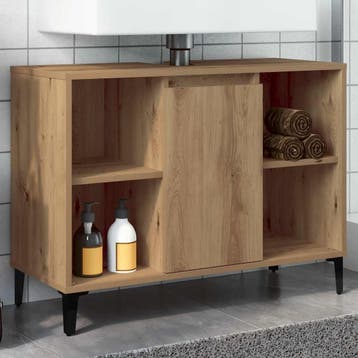 vidaXL Wastafelkast 80x33x60 cm bewerkt hout artisanaal, Verzenden, Nieuw