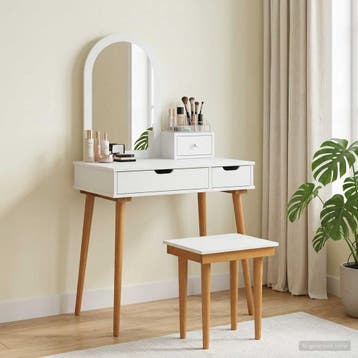 vidaXL Toilettafel Set FAUSKE 4 st Wit 76 x 50 x 143 cm, Verzenden, Nieuw