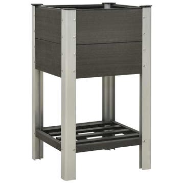 vidaXL Plantenbak verhoogd met schap 50x50x90 cm HKC grijs, Verzenden, Minder dan 60 cm, Nieuw, 60 cm of meer