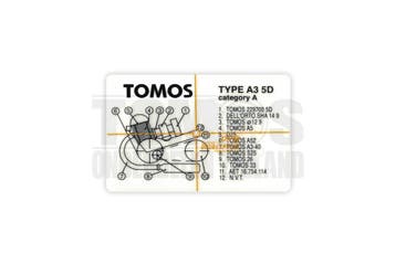 Tomos Type frame sticker blok A3 / 5D, Ophalen of Verzenden, Nieuw, Tomos
