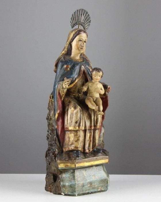 Beeldje - Sedes Sapientiae - 1750-1850 - Lindehout, Antiek en Kunst, Kunst | Niet-Westerse kunst