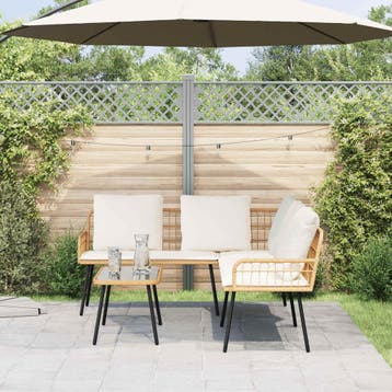 vidaXL Tuinbankenset 2 st Naturel poly rattan, Verzenden, Nieuw, Rotan, 2 zitplaatsen