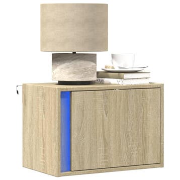 vidaXL Nachtkastje met LEDs wandgemonteerd sonoma, Minder dan 45 cm, Verzenden, Nieuw, Minder dan 55 cm