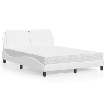 vidaXL Bedframe zonder matras Zadar kunstleer wit 120x200, Overige materialen, Verzenden, Wit, Nieuw