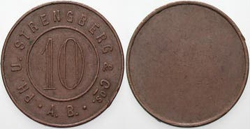 10 Jetons Finnland Ph U Strengberg Cos A B, Verzenden