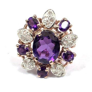 Zonder minimumprijs - Ring - 9 kt. Roségoud, Zilver Spinel -, Nieuw