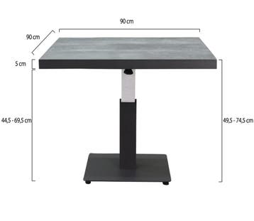 San Sebastian lounge dining tuintafel 90x90xH49,5-H74,5 cm, Tuin en Terras, Tuintafels, Ophalen of Verzenden, Nieuw