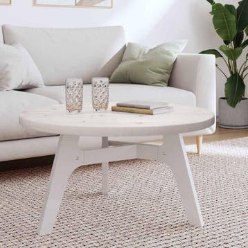vidaXL Tafelblad rond Ø80x3 cm massief grenenhout wit, Verzenden, Nieuw