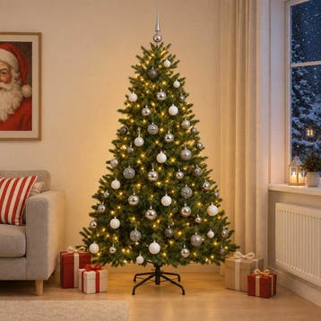 vidaXL Kunstkerstboom met kerstbal 180 cm 300 LEDs Warmwit, Diversen, Verzenden, Nieuw