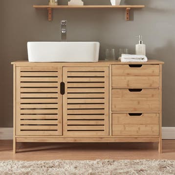 Wastafelonderkast Boksereys bamboe naturel 60x100x35 cm [en., Verzenden, Nieuw