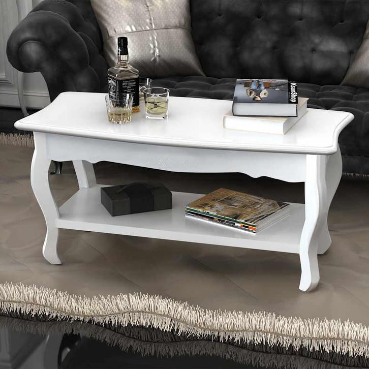 vidaXL Salontafel met 2 lagen MDF wit, Huis en Inrichting, Tafels | Salontafels, Nieuw, 50 tot 100 cm, Overige houtsoorten, Verzenden