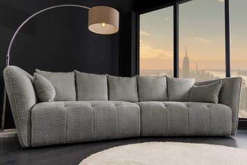 Moderne Grote Bank ROYAL 295cm grijs bouclé binnenvering XXL, Ophalen of Verzenden, Nieuw