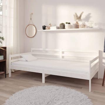 vidaXL Slaapbank massief grenenhout wit 90x200 cm, Huis en Inrichting, 90 cm, Eenpersoons, Verzenden, Wit