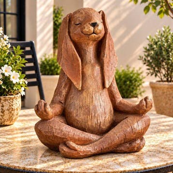 Beeldje - Yoga Rabbit Sculpture Decorative Figurine - Hars