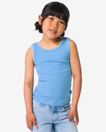 HEMA Kinder T-shirt rib blauw, Verzenden, Nieuw