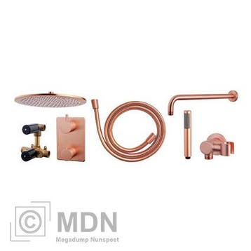 Inbouw regendouche set rond type 504 Geborsteld koper (30cm), Verzenden, Nieuw