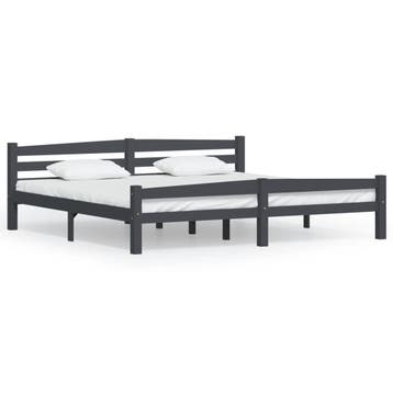 Tweepersoonsbed Donkergrijs - 200x200 | Tweedekansje OP=OP, Gebruikt, Tweepersoons, Ophalen of Verzenden, Overige maten