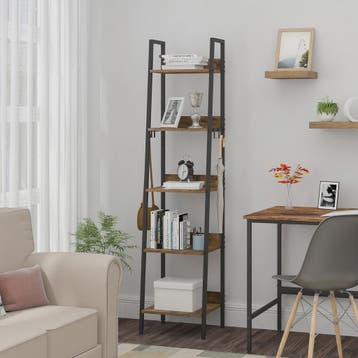 Stijlvolle Boekenkast met 5 Niveaus en Haken - 40x170x36cm, Huis en Inrichting, Kasten | Boekenkasten, Verzenden, Nieuw