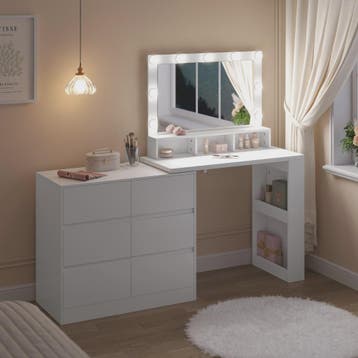 Moderne Kaptafel met LED Spiegel en 7 Lades - Flexibel te Mo, Verzenden, Nieuw