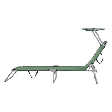 Ligbed met luifel Argozelo 186x55x24 cm set van 2 donkergroe, Verzenden, Nieuw