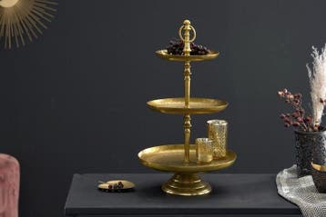 Design taartplateau ORIENT 50cm goud in wildhammerafwerking, Huis en Inrichting, Ophalen of Verzenden, Nieuw