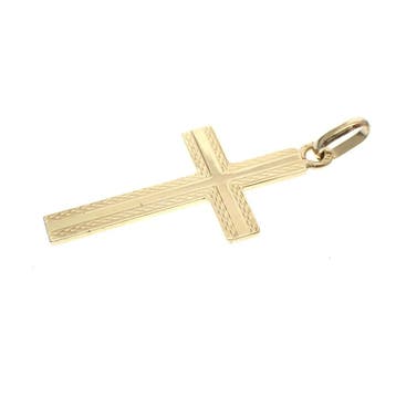 Gouden hanger van een kruis (Hanger of bedel), Ophalen of Verzenden, Gebruikt, Goud, Overige merken