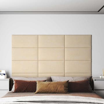 vidaXL Wandhoofdbord 12 st 60 x 30 cm Crème Stof, Doe-het-zelf en Verbouw, Platen en Panelen, Verzenden, Nieuw