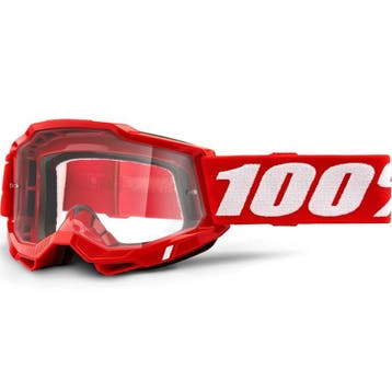 Crossbril 100% Accuri 2 Rood met heldere lens, Verzenden, Nieuw met kaartje, Motorcrosskleding, 100%