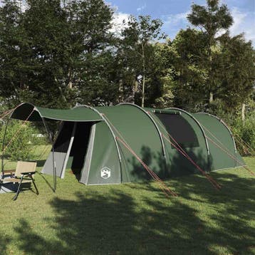 vidaXL Tunnel Tent 4-Person 4-persoons Groen en Wit, Verzenden, Nieuw, Tot en met 2