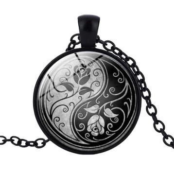 Fako Bijoux - Ketting - Cabochon - Yin Yang - Zwart, Verzenden, Nieuw