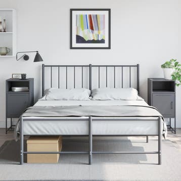 vidaXL Nachtkastjes 2 st 36x39x78 cm staal antracietkleurig, Huis en Inrichting, Slaapkamer | Nachtkastjes, Verzenden, Nieuw, Metaal of Aluminium