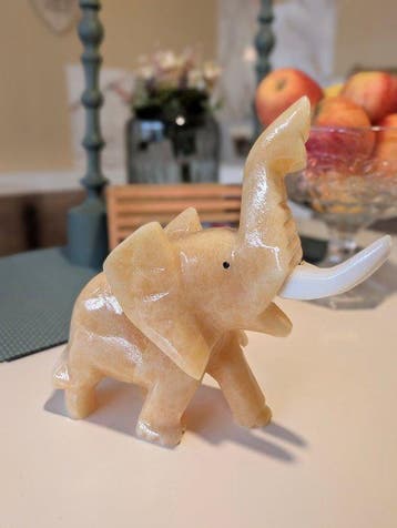 sculptuur, Onyx Orange Calcit Elefant - 20 cm - Onyx, Antiek en Kunst
