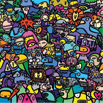 Kev Munday - Symbiotic Citizens - Premium Art Print, Antiek en Kunst
