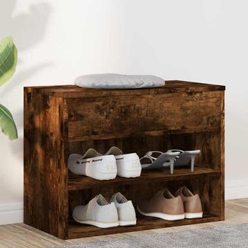 vidaXL Schoenenbank 60x30x45 cm bewerkt hout gerookt, Huis en Inrichting, Verzenden, Nieuw