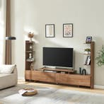 Tv-meubel Rauki met zijrekken walnootkleurig 233x31x140 cm [, Verzenden, Nieuw