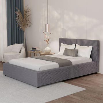 Gestoffeerd Bed Salerno - Corduroy - 140x200cm - Grijs, Verzenden, Nieuw