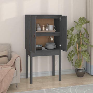 vidaXL buffetkast 60x40x120 cm massief grenenhout grijs, Huis en Inrichting, Minder dan 50 cm, Verzenden, 100 tot 150 cm, Nieuw