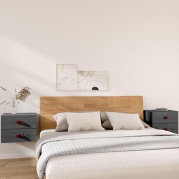 vidaXL Nachtkastjes 2 st wandgemonteerd 50x36x40 cm grijs, Verzenden, Nieuw