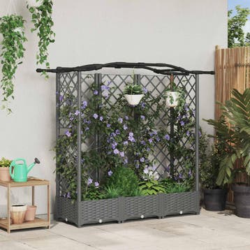 vidaXL Verhoogd Bed met Trellis en Dak Lichtgrijs 163 x 40 x, Verzenden, Nieuw, Minder dan 60 cm, 60 cm of meer