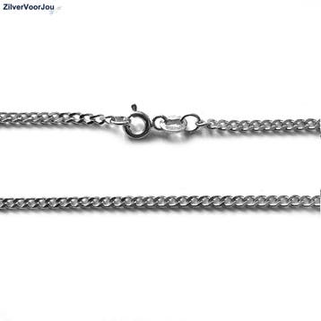 Zilveren rhodium gourmet ketting 40 cm lang 2 mm breed, Verzenden, Nieuw, Zilver